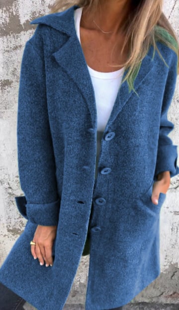 Baylea - Manteau décontracté à simple boutonnage et revers en laine