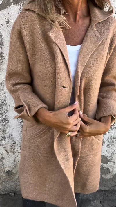 Baylea - Manteau décontracté à simple boutonnage et revers en laine