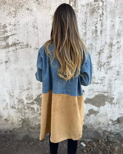 MARITES - MANTEAU EN DENIM ET EN DAIM