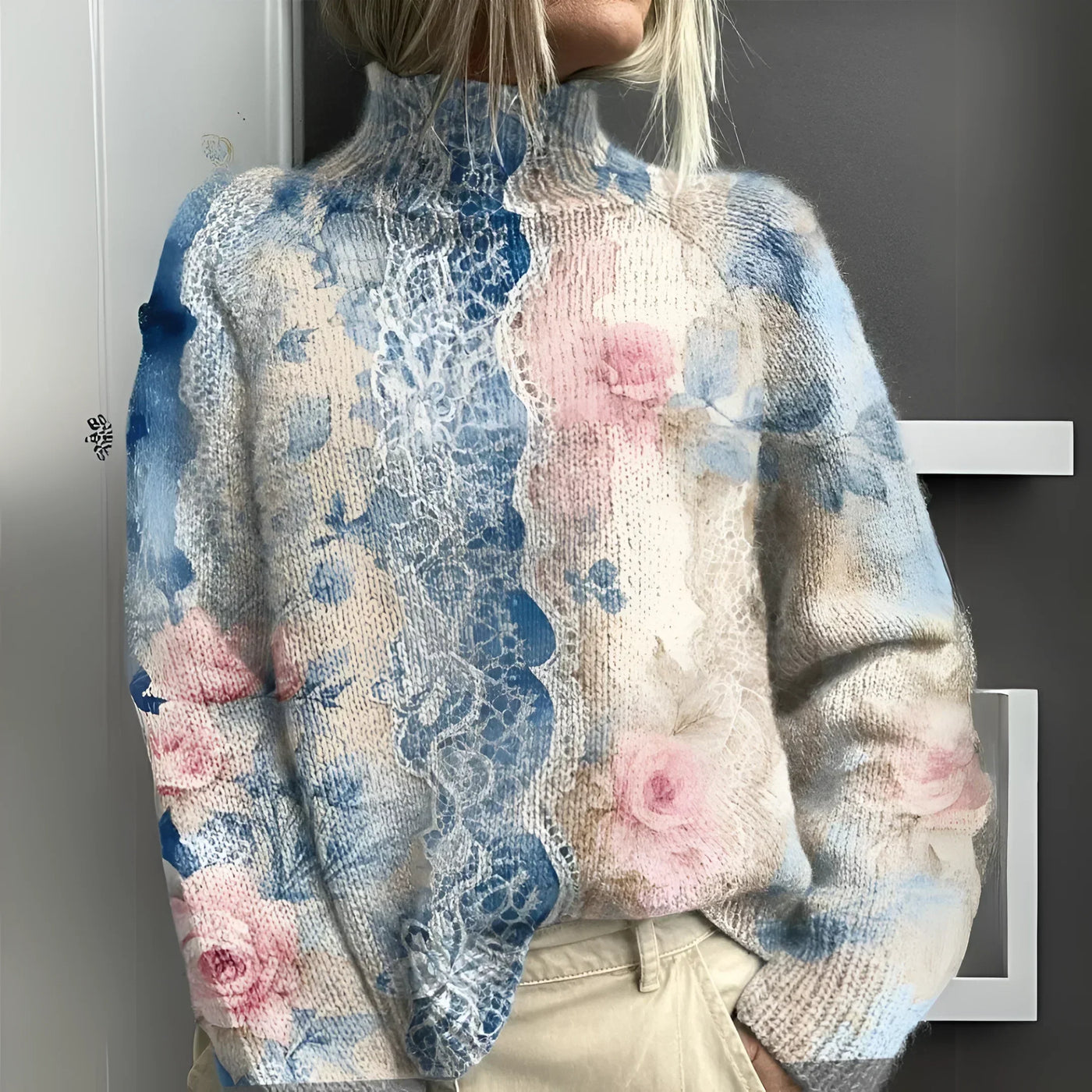 Veronica™ | Pull en col roulé avec dentelle florale